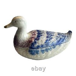 Antique Imperial Russian M S Kuznetsov Porcelain Duck Box