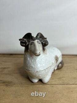 Antique Imperial Russian M S Kuznetsov Style Porcelain Ram Butter Dish