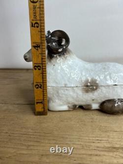 Antique Imperial Russian M S Kuznetsov Style Porcelain Ram Butter Dish
