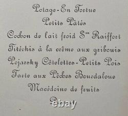 Antique Imperial Russian Menu Peterhof Hosted by Tsar Nicholas II Romanov 1913