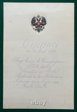 Antique Imperial Russian Menu Tsar Nicholas II Romanov Coat of Arms 1894