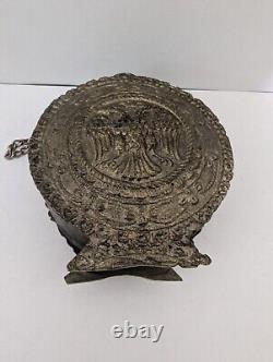 Antique Imperial Russian Metal Flash Powder Whisky Double Headed Eagle