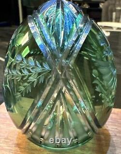 Antique Imperial Russian Nicholas lI Green Cut Crytstal Glass Faberge Egg