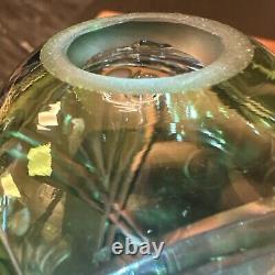 Antique Imperial Russian Nicholas lI Green Cut Crytstal Glass Faberge Egg