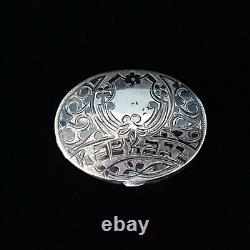 Antique Imperial Russian Niello 84 Silver Armorial Snuff Pill Vesta Case Royalty