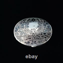 Antique Imperial Russian Niello 84 Silver Armorial Snuff Pill Vesta Case Royalty