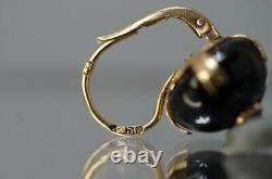Antique Imperial Russian Onyx Diamond app. Ca. 0.35Ct Gold 14K Earrings box