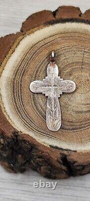 Antique Imperial Russian Orthodox Cross Christian Pendant 1865 Rose Gold 56 14K