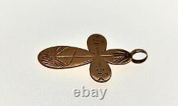 Antique Imperial Russian Orthodox Cross Christian Pendant 1866 Rose Gold 56 14K