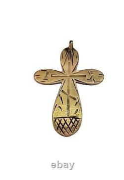 Antique Imperial Russian Orthodox Cross Christian Pendant 1888 Gold 56 14K