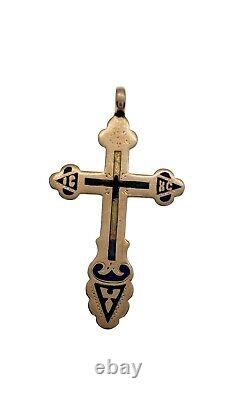 Antique Imperial Russian Orthodox Cross Christian Pendant 1900 Rose Gold 56 14K
