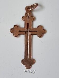 Antique Imperial Russian Orthodox Cross Christian Pendant Yellow Gold 56