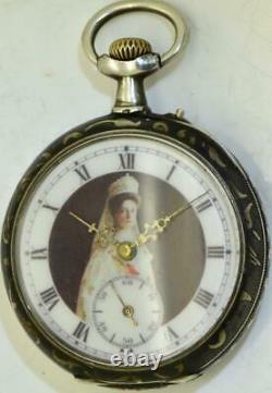Antique Imperial Russian Pocket Watch Silver Niello by Alexandre Duray c1900's