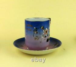 Antique Imperial Russian Porcelain Cup and Saucer by Kuznetsov F. C 1887-1900