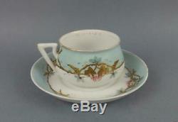 Antique Imperial Russian Porcelain Handpainted Floral Cup and Saucer by Gardner