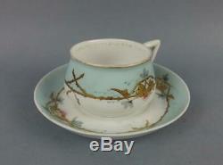 Antique Imperial Russian Porcelain Handpainted Floral Cup and Saucer by Gardner