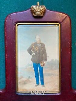 Antique Imperial Russian Presentation Leather Frame Photos Tsar Nicholas Romanov