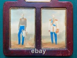 Antique Imperial Russian Presentation Leather Frame Photos Tsar Nicholas Romanov