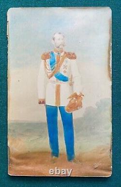 Antique Imperial Russian Presentation Leather Frame Photos Tsar Nicholas Romanov