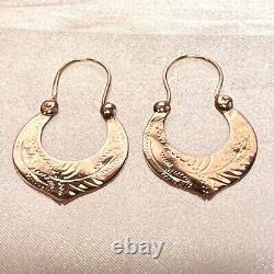 Antique Imperial Russian ROSE Gold 56 14K Gypsy Earrings Free Shipping! #960