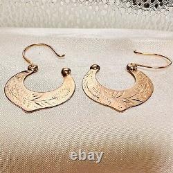 Antique Imperial Russian ROSE Gold 56 14K Gypsy Earrings Free Shipping! #960