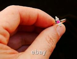 Antique Imperial Russian Ring Ruby Diamonds solid 56 /14K Gold Ø 6.5US / 1.62 gr