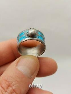 Antique Imperial Russian Ring Silver Enamel Sapphire Memento Mori Skull
