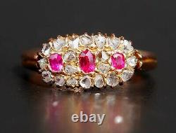 Antique Imperial Russian Ring solid 56 /14K Gold Diamonds Ruby Ø US 5.5 / 3 gr