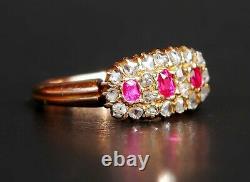 Antique Imperial Russian Ring solid 56 /14K Gold Diamonds Ruby Ø US 5.5 / 3 gr