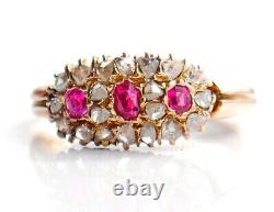 Antique Imperial Russian Ring solid 56 /14K Gold Diamonds Ruby Ø US 5.5 / 3 gr