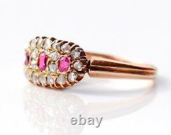 Antique Imperial Russian Ring solid 56 /14K Gold Diamonds Ruby Ø US 5.5 / 3 gr