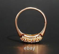 Antique Imperial Russian Ring solid 56 /14K Gold Diamonds Ruby Ø US 5.5 / 3 gr