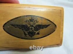 Antique Imperial Russian Romanov Crest Wood Cigarette Calling Card Case