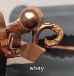 Antique Imperial Russian Rose Gold 56 14K Pin Brooch Jewelry Turquoise Stone