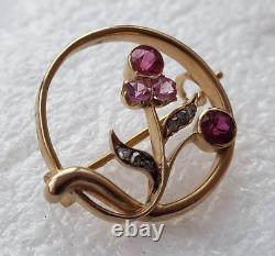 Antique Imperial Russian Rose Gold 56/583 14K Pin Brooch Jewelry Stone ORIGINAL