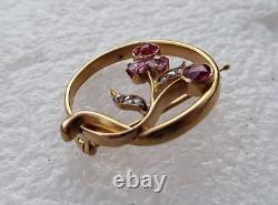 Antique Imperial Russian Rose Gold 56/583 14K Pin Brooch Jewelry Stone ORIGINAL