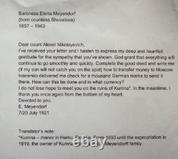 Antique Imperial Russian Signed Letter Baroness Meyendorff to Count Ignatieff