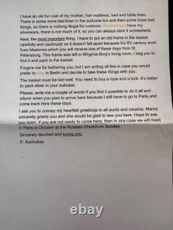 Antique Imperial Russian Signed Letter Prince Kochubey Countess Ignatieff