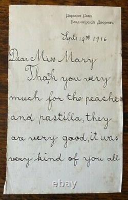 Antique Imperial Russian Signed Letter Princess Marie Romanov Tsarskoe Selo 1916