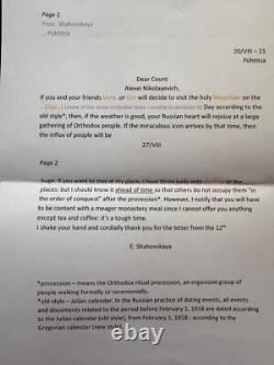 Antique Imperial Russian Signed Letter Princess Shakhovskaya Count Ignatieff