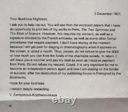Antique Imperial Russian Signed Letter Semyonova-Kryzhanovskaya Count Ignatieff