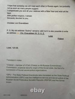 Antique Imperial Russian Signed Letter von Enevaldsen Countess Ignatieff Cheka