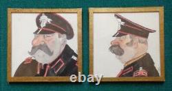 Antique Imperial Russian Signed Watercolours of a General & Large Moustache