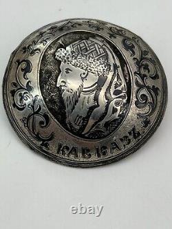 Antique Imperial Russian Silver 1850 Niello Cossack Kavkaz Brooch St. Petersburg