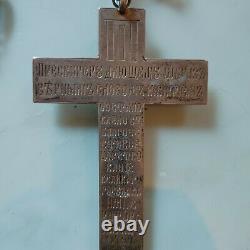 Antique Imperial Russian Silver 84 Cross Crucifix Priest & Chain 4,5 Inches