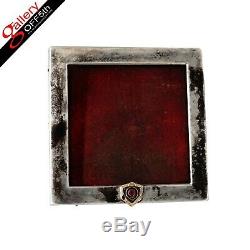 Antique Imperial Russian Silver 84 Faberge 14K Gold 56 Burma Ruby Picture Frame