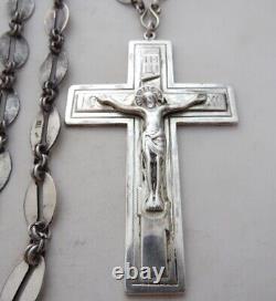 Antique Imperial Russian Silver 84 Orthodox Cross Crucifix Priests Collectible