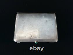 Antique Imperial Russian Silver 84 Repousse Bogatyr Cigarette Vesta Case Emerald