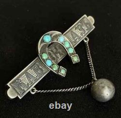 Antique Imperial Russian Silver 84 Women's Jewelry Brooch Pin Turquoise Stone