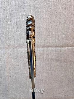Antique Imperial Russian Silver Agate Letter Opener Paper Knife Repousse Rooster